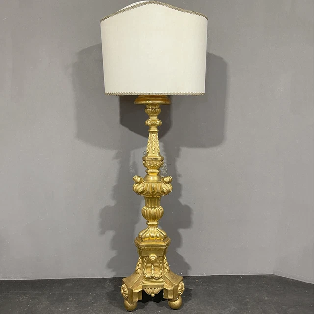 Antique Candelabra Louis XVI Wood Golden Leaf Gold Period '700 XVIII Century