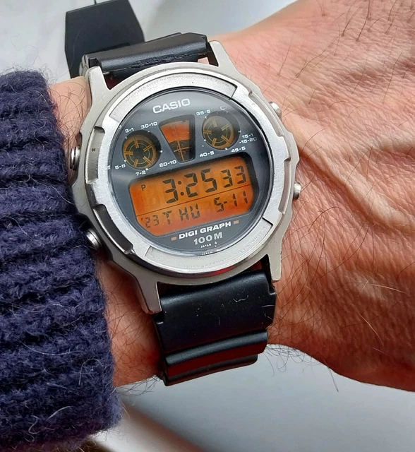 CASIO DIGI-GRAPH DGW-300 828 Jan 1995 WR100M Metal Vintage Digital ...