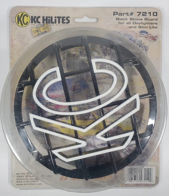 Vintage KC HILITES 6" Black Stone Guards SlimLite/Daylighter 7210 NIB