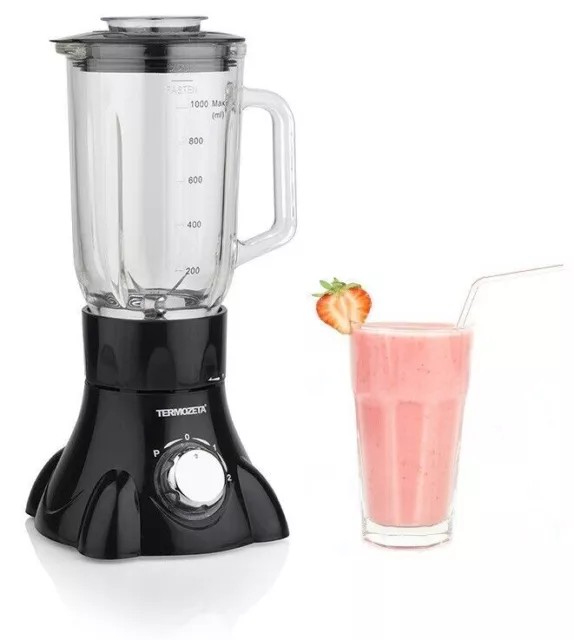 Frullatore Termozeta Glass Nero Caraffa In Vetro 1L 1 Litro 400 W - 2 Velocita' 3