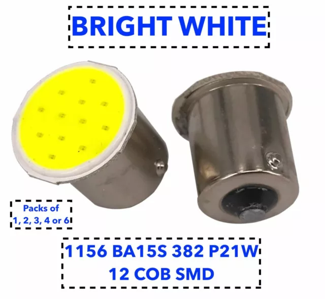 Car 1156 BA15S 382 P21W 12 COB SMD LED 2W Turn Tail Backup Reverse Light Bulb UK