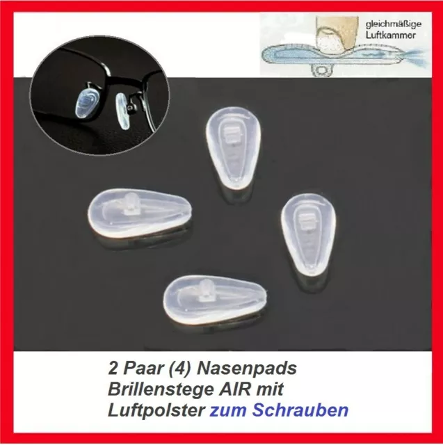 Nasenpads Nasenpad Brillenpads 2 Paare (4) AIR mit Luftpolster zum Schrauben NEU