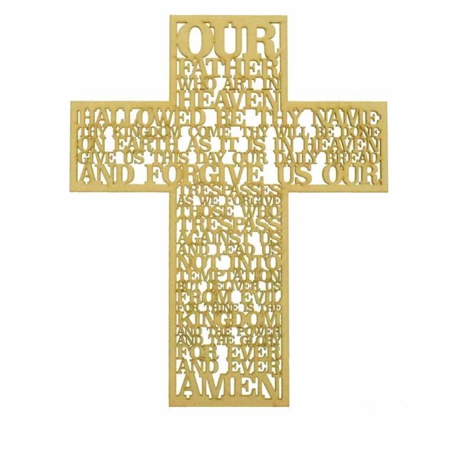 LORDS PRAYER WOODEN Cross Christian Symbol Crucifix Wall Art Religious
