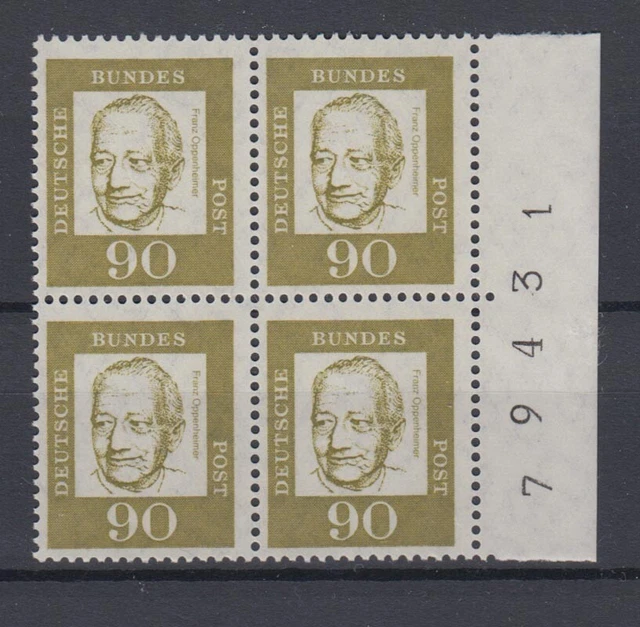 Bund 360y 4er Block Seitenrand mit Bogennummer Bedeutende Deutsche 90 Pf **