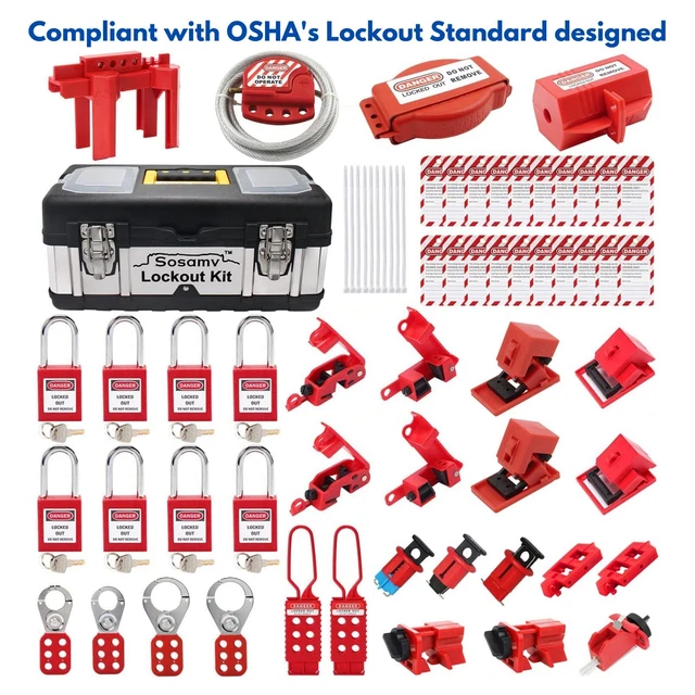 Lockout Tagout Kit Safety Padlocks Hasps Breaker Lockout Valves LOTO Job Sites