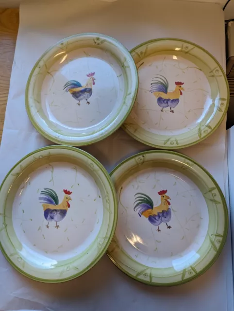 Scotts of Stow Dinner Plates Cockerel Chicken hand painted  Dinner Plate X4