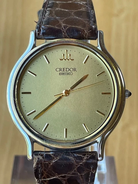 NEAR MINT] SEIKO CREDOR 8J81-6B00 Quartz 18KT Gold Men's Watch