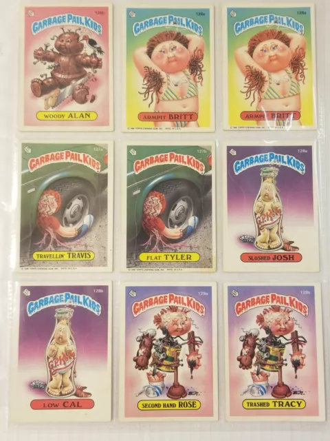 1986 Garbage Pail Kids Lot of 9 #125 #126x2 #127 A/B #128 A/B 129 A/B GPK