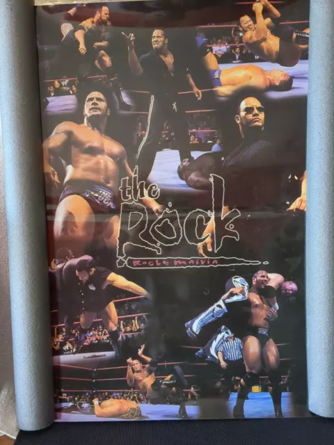 VINTAGE 1990's * THE ROCK * ROCKY MAIVIA * WRESTLING LAMINATED POSTER