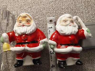 Vintage Santa Salt And Pepper Shakers With Cane And Bell