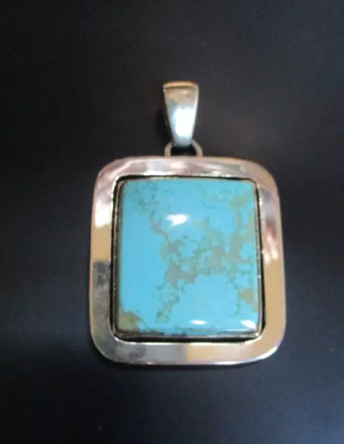 Vintage Native American Sterling Silver and Turquoise Pendant Signed