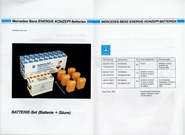 Mercedes Aktuelle Marktmitteilungen Prospekt 1984 11/84 D EK Batterien brochure 3