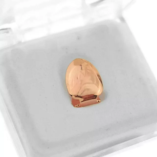 Single Cap 14k Rose Gold Plated Grills Canine Top K9 Tooth Hip Hop Teeth Grillz