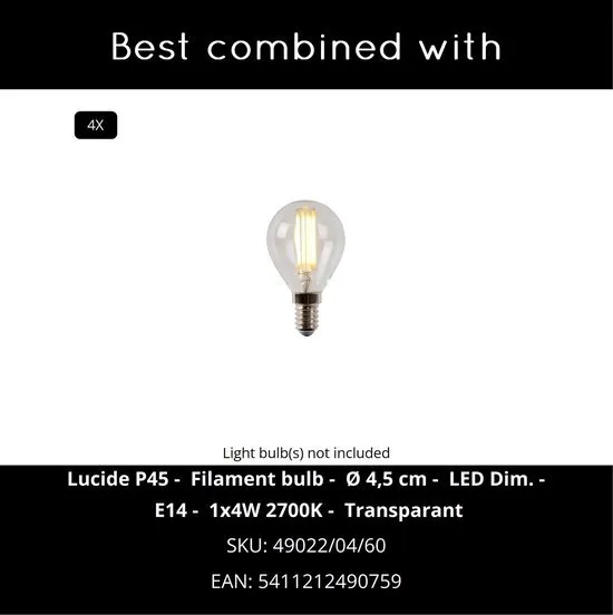 Ampoule connectée LED SMART WIFI G125 transparente - 6.5W E27 Dimmable