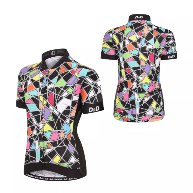 D2D Ladies Pro Short Sleeve Cycling Jersey - Stained Glass: Reduced from £39.99