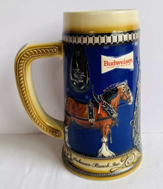 BUDWEISER King Of Beer Anheuser Busch Inc Holiday Horses Edition Mug Stein 17cm 3