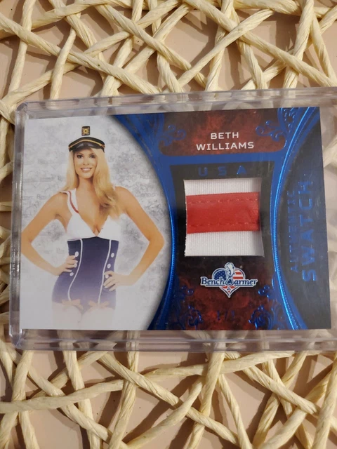 PLAYBOY BENCHWARMER BETH Williams Playmate Bathing Suit Swatch Usa 1/2