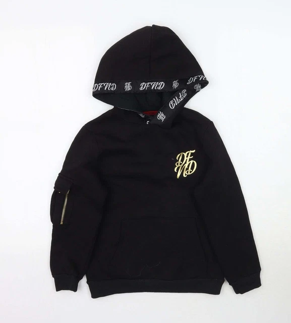 DFND Girls Black  Cotton Pullover Hoodie Size 9-10 Years
