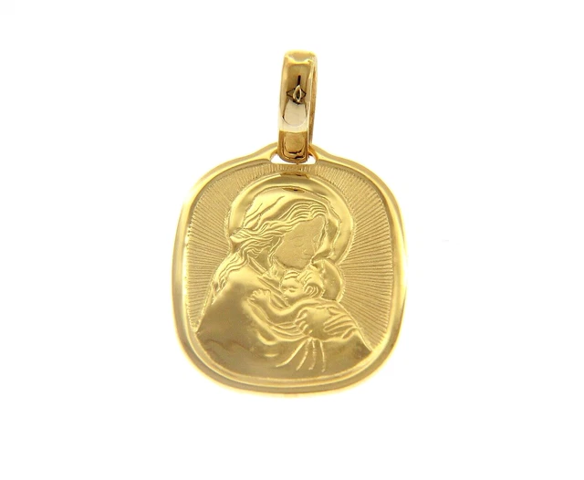 Magnifique Pendentif Sainte Vierge Marie En Or Jaune 333‰ - Médaillon Cœur Mère De Dieu Avec Zircone Pour Femme, Fille, Garçon Et Enfant