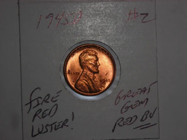 wheat penny 1945D GEM RED BU 1945-D LINCOLN CENT LOT #2 GREAT UNC RED LUSTER