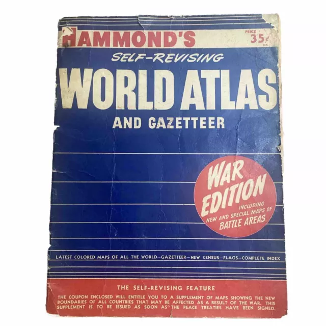 1942 Hammond's Self-Revising World Atlas and Gazetteer, War Edition