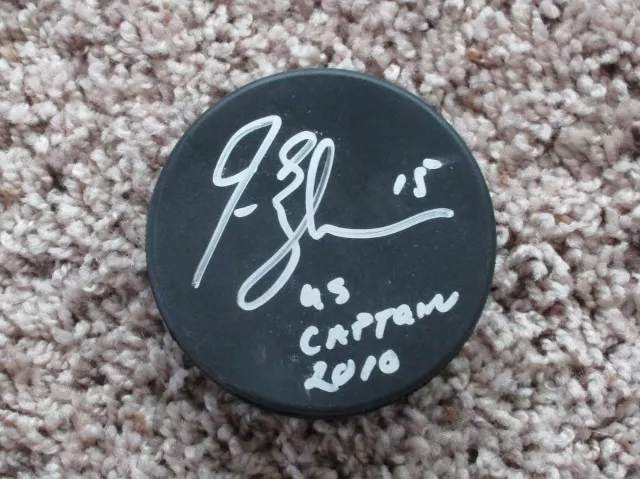 JAMIE LANGENBRUNNER Signed Official Size Hockey Puck w/ "2010 U.S. Captain"