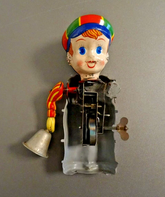 JOUET ANCIEN CLOWN automate clockwork cirque japan tole tin musicien an