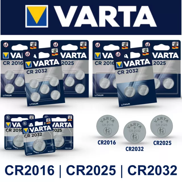 Varta CR2016 CR2025 CR2032 Batterien Uhren Knopfzellen Knopfzelle 1er 2er 5er