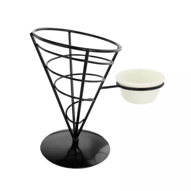 French Fry Stand Cone Basket Holder with Dip Bowl for Chips Snacks