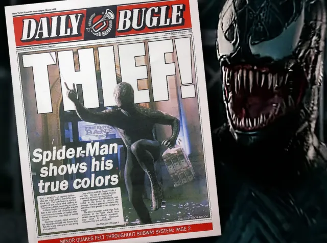 Daily Bugle Newspaper THIEF Spider-Man 3 Newspaper Replica Tobey Maguire Venom
