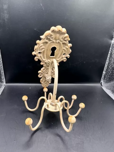 Vtg Antique Cast Iron Wall Mount Carousel Jewelry Hook (Wall Décor)