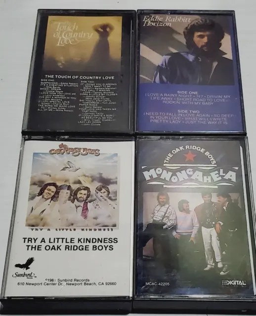 Lot of 4 vintage country cassette tapes Eddie Rabbit, the Oakridge boys & more