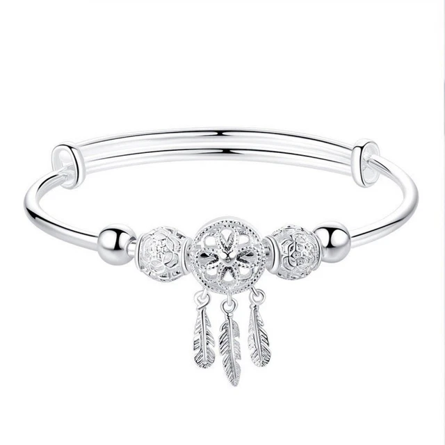 Bracciale Donna Bracciale Facile da Abbinare Argento Colore Piuma Nappa Portatile Donna