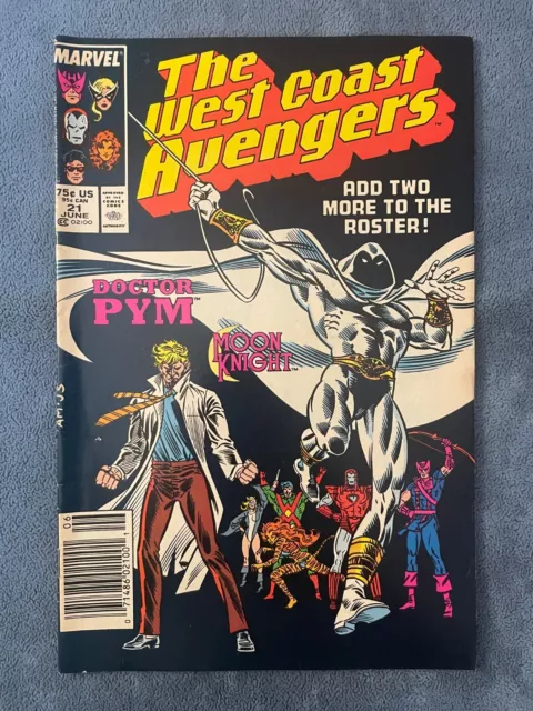 West Coast Avengers #21 Newsstand 1987 Marvel Comic Moon Knight Cover FN