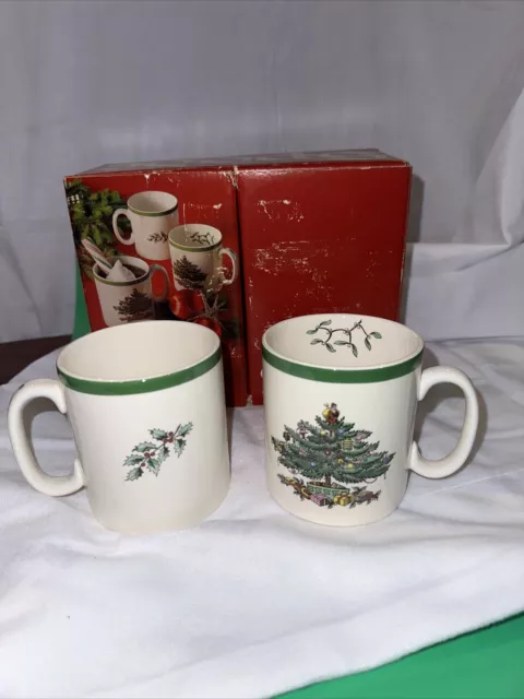 Set 4Spode Christmas Tree Cup With Coffee Mug Choc Wassail Beautiful Holiday Set