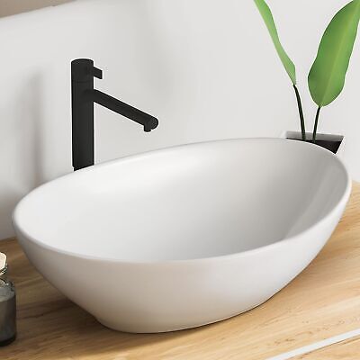 Lavabo VMbathroom Premium Oval Lotus efecto lavabo accesorio cerámica blanco