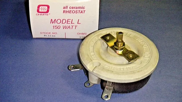 Potentiomètre rhéostat Ohmite RLS150 modèle L remontage métallique 150 W 150 Ohm 1000 A dans son emballage d'origine