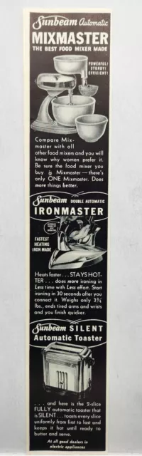 1937 Sunbeam Mixmaster Ironmaster Toaster Vtg Print Ad Poster Man Cave Art Deco