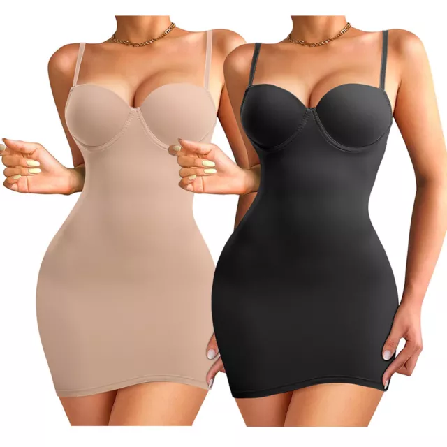 Women Full Slips for Under Dresses Seamless Body Shaper Tummy