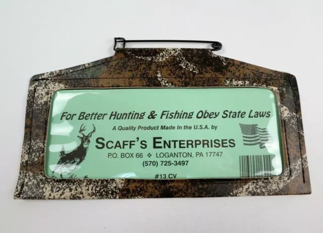 SCAFF'S WATERPROOF VINYL Hunting/Fishing License Holder One Size Camouflage  $12.74 - PicClick