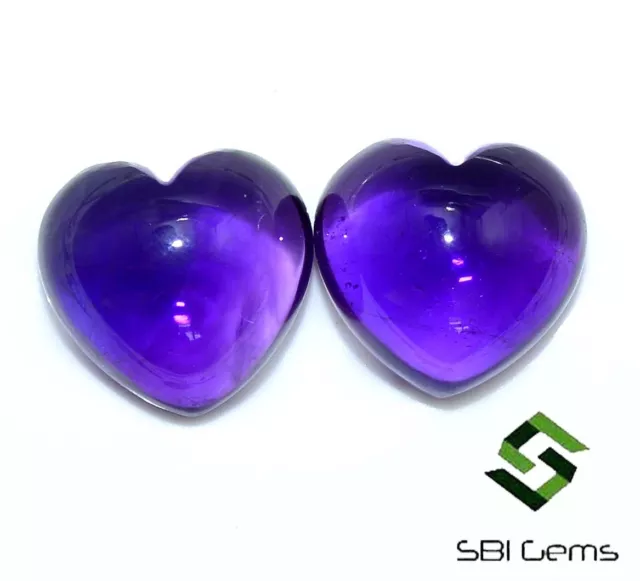 12x12 mm Natural Amethyst Heart Shape Cabochon Pair 13.22 CTS Loose Gemstones 2