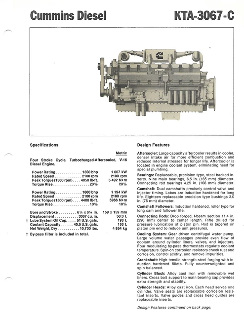 ENGINE DATA SHEET - Cummins - KTA-3067C - Diesel - Brochure (T3822) EUR ...
