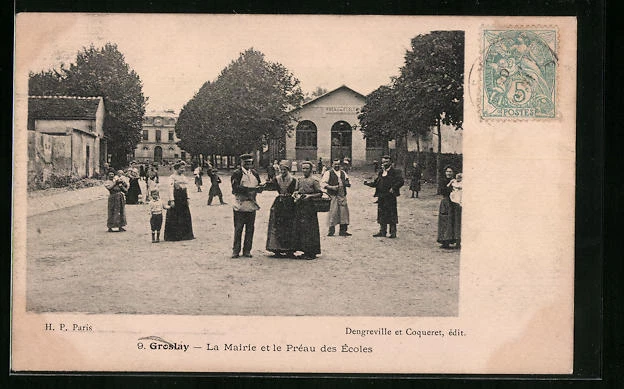 CPA Groslay, La Mairie et le Préau des Écoles