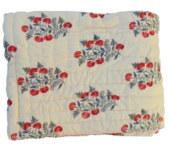 100% Doux Couvre Lit en Coton Reine Taille Couverture Hiver Chaud Matelassé Art