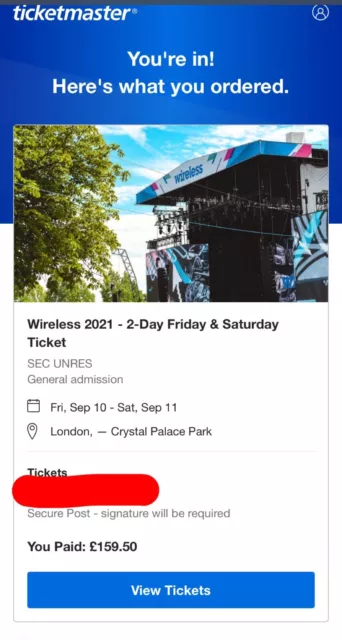 wireless tickets 2021 Friday & Saturday