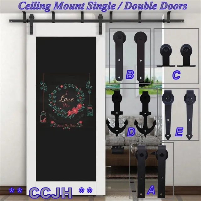 4-20FT Ceiling Mount Sliding Barn Door Hardware Closet Track Kit Single/Double