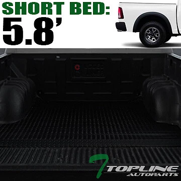 Topline For 2002-2018 Dodge Ram 5.7' Short Cab Rubber Truck Bed Mat Liners - Blk