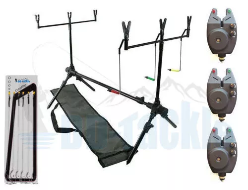 Karpfen Rod Pod + Bissanzeiger + Buzzerbar + Ruten Halter Auflagen +Tasche Haken