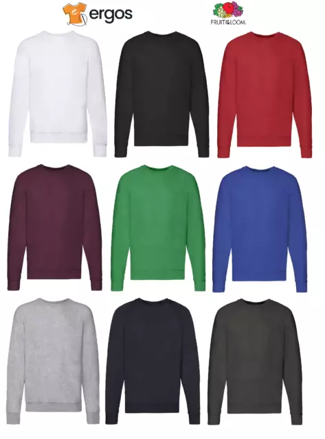 FRUIT OF THE LOOM Felpa Lightweight Sweat Raglan Cotone Sgarzata Leggera Estiva