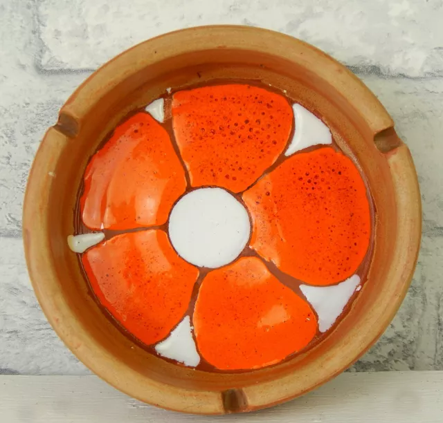 Vintage Retro Mid Century Ceramic Pottery Ashtray Flower Power Ash Tray MCM